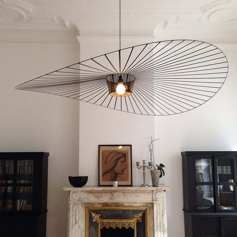 Ritta Lampade a Sospensione Tessuto Nero/Bianco/Oro/Marrone Fiore Moderne