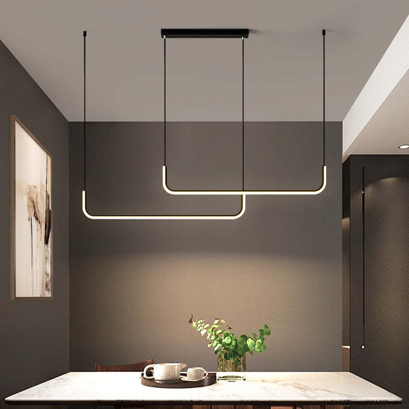 Arisha Moderne LED Lampade a Sospensione Lineare Doppia Cornice